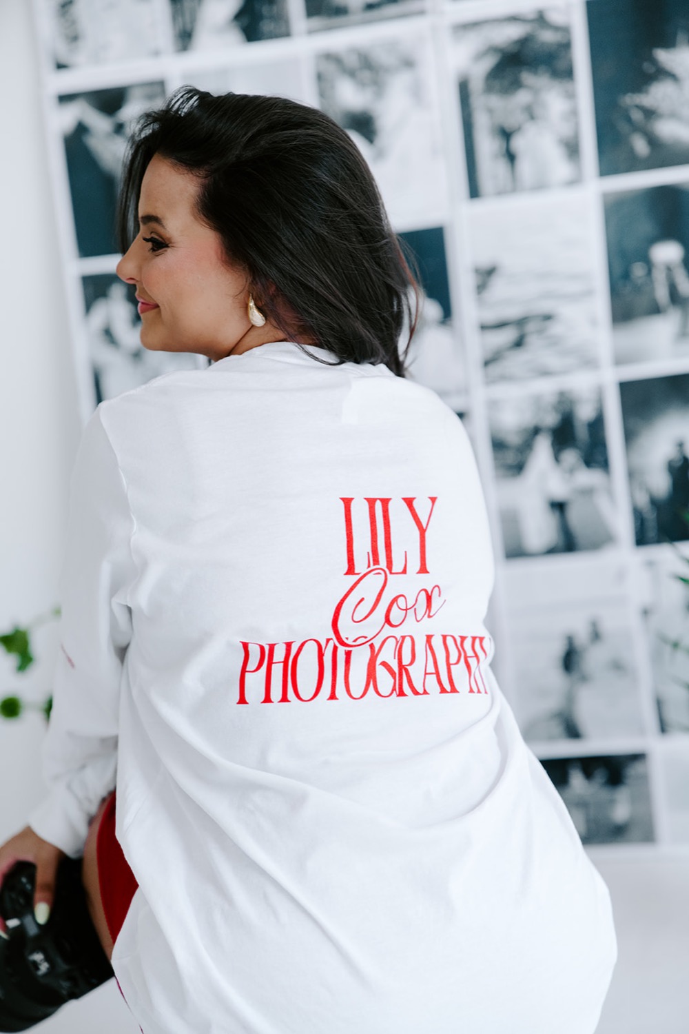Lily wearing her branded photography shirt