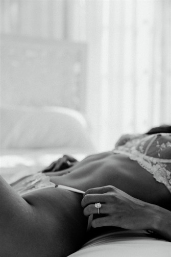 Black-and-white bridal boudoir detail